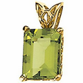 14K Yellow 8x6 Genuine Peridot Scroll Pendant